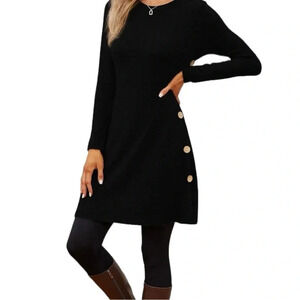 NWOT Ladies Black Sweater Dress Scoop Neck Pullover